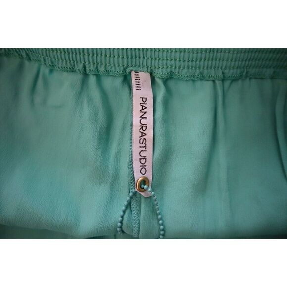PianuraStudio MPA2693U1 Womens Sz 46 US 10/XL Green Silk Blend Casual Pants - Picture 3 of 9